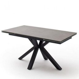 Table extensible NODA 160 x 90 cm plateau céramique anthracite pied acier laqué anthracite