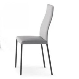 Lot de 2 Chaises BEAUTY en Eco-cuir nabuk avec piétement en métal graphite