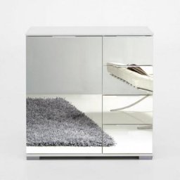 Commode ENSSE 4 tiroirs 1 porte blanc et miroir