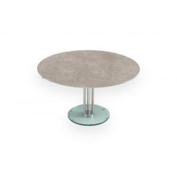 Table de repas ronde extensible RONDO GREY plateau et allonge en céramique