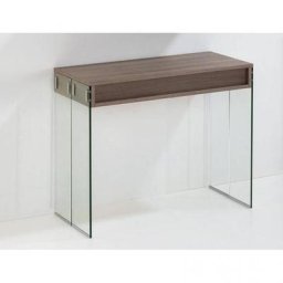 Table console extensible STEF coloris noyer piétement en verre