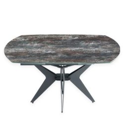 Table de repas extensible BLADE 137/205 x 90 cm plateau céramique pied acier laqué anthracite
