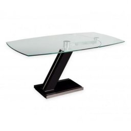 Table de repas extensible ZEBRA BLACK plateau en verre Piétement laqué NOIR BRILLANT
