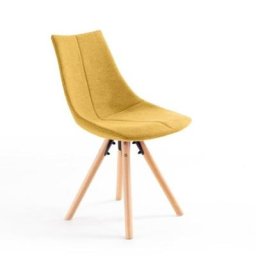 Lot de 2 chaises SYLVAIN tissu jaune et pieds hêtre naturel