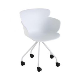 Chaise avec roulette RAOUL en Acier et Plastique / Blanc