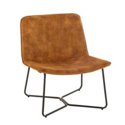 Chaise lounge RATRI velours ocre, pieds métal noir