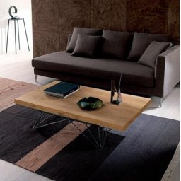Table basse convertible RADIUS- Plateau en Eco-bois Chêne Naturel et Piétement en Métal
