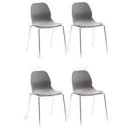 Lot de 4 chaises SHELL METAL design gris