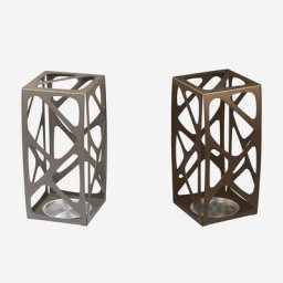 Lot de 2 Porte-parapluie BASKET en acier Gris Tourterelle et Bonze avec vasque en inox