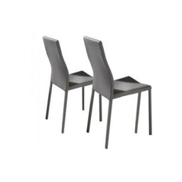 Lot de 2 chaises design HELLEN polyuréthane façon cuir taupe pieds écopelle taupe.