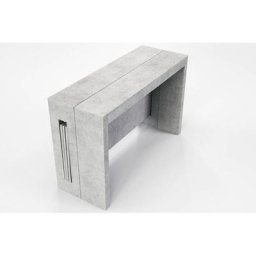 Table console extensible 10 couverts TOPAZ 120 cm béton avec allonges intégrées