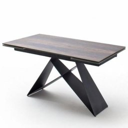 Table extensible KONAN plateau céramique façon bois antique 160 x 90 cm
