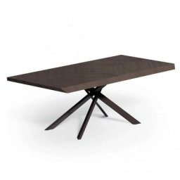 Table 4x4 FISSO en Bois Chêne Ancien Gris Foncé et piétement Métal noir mat