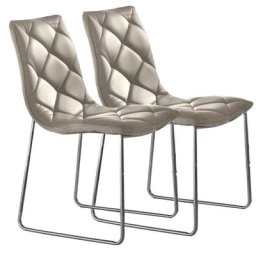 Lot de 2 chaises TOSCANE polyuréthane façon cuir sable piétement acier chromé