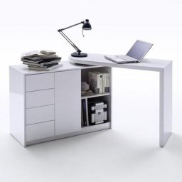 Bureau modulable MARKUS laqué blanc brillant 1 porte 4 tiroirs