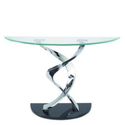 Console TOURBILLON design en verre trempé piétement acier chromé