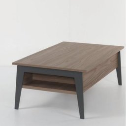 Table basse relevable en noyer BRIGHTON 2 avec piétement noir 110x70cm