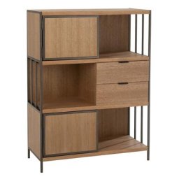 Armoire bar GAYO divers compartiments Métal/Bois naturel