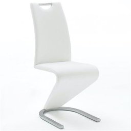 Lot de 2 chaises ALBI tissu blanc avec piètement tube chrome