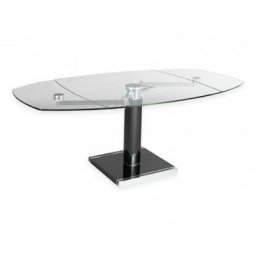 Table de repas extensible STATE BLACK plateau en verre trempée