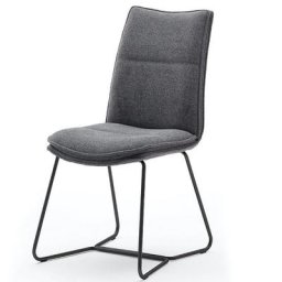 Lot de 2 chaises design HALSOU tissu anthracite et pieds métal laqué noir