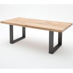 Table repas CAEN 200 X 100 cm plateau chêne sauvage piètement laqué gris anthracite