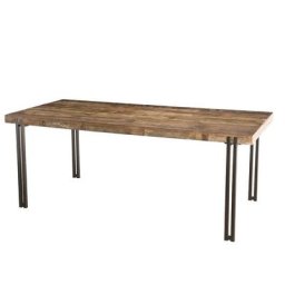 Table a Manger SIXTINE bois 200x90cm en bois teck recyclé piétement métal