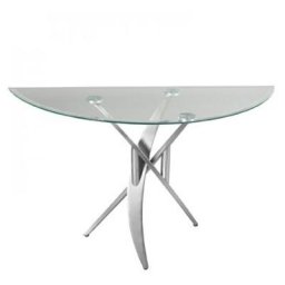 Console d'entrée 100cm BARCA design en verre trempé piétement acier satiné