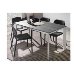 Table repas extensible TECNO 130 x 80 cm en polymère finition ciment et aluminium naturel anodisé