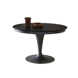 Table extensible Ronde ECLIPSE LEGNO en Chêne Carbone et Piétement Verni Graphite Mat