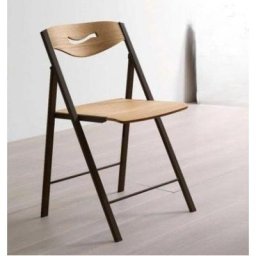 Lot de 2 Chaises RIPIEGO Pliante en Bois de Chêne Naturel et pied en Métal Bronze
