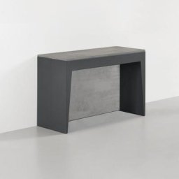 table console extensible MARVEL en acier gris ardoise-plateau bois stratifié coloris ciment