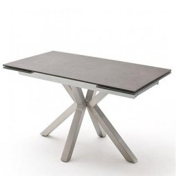 Table extensible NODA 160 x 90 cm plateau céramique anthracite pied acier brossé