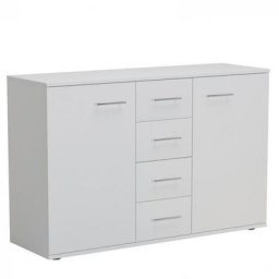 Commode combinée SMART 2 portes 4 tiroirs blanc mat