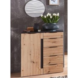 Commode combinée DELSON 4 tiroirs 1 porte chêne artisan