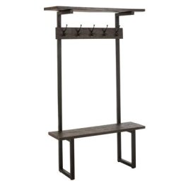 Porte manteau banc NIEF manguier brun foncé et métal noir