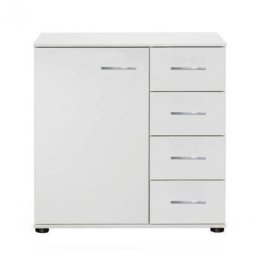 Commode Buffet CARAMELLA 4 tiroirs 1 porte blanc mat
