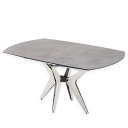 Table de repas extensible BOOMERANG 160/228 x 95 cm plateau céramique pied acier inoxydable