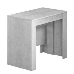 Table console extensible GANDIA gris béton jusqu'à 10 couverts avec allonges intégrées