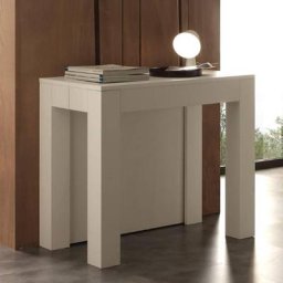 Table console extensible CARGO mélaminé chêne blanc 90 x 50 prof. 4 allonges.