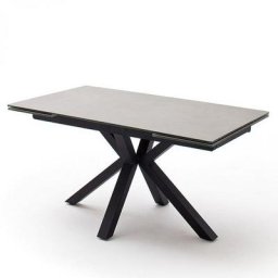 Table extensible NODA 160 x 90 cm plateau céramique gris clair pied acier laqué anthracite