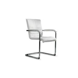 Chaise CUBIKA polyuréthane blanc structure chromée.