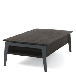 Table basse relevable en noyer foncé BRIGHTON 2 avec piétement gris ardoise 110x70cm