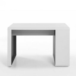 Bureau TULLY 119 x 59 blanc avec casier latéral 4 niches