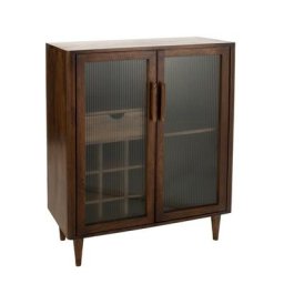 Meuble bar 9 bouteilles CENI 2 portes battantes tiroir en bois de manguier