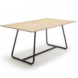 Table à manger design STYLE CHÊNE miel 160cm piétement métal