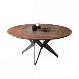 OZZIO DNA Table fixe de structure en métal et Plateau centrale tournant en Céramique
