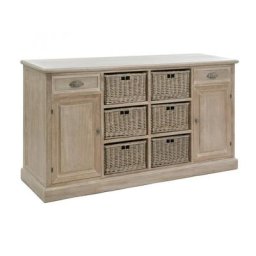 Buffet SAKOA 6 paniers Bois massif naturel / Rotin brut
