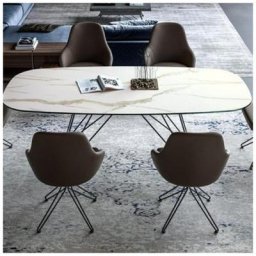 OZZIO CROSS Table Rectangle en Marbre et Métal Graphite