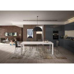 OZZIO MIX-CONO Table extensible en Eco-bois blanc / pieds métal blanc